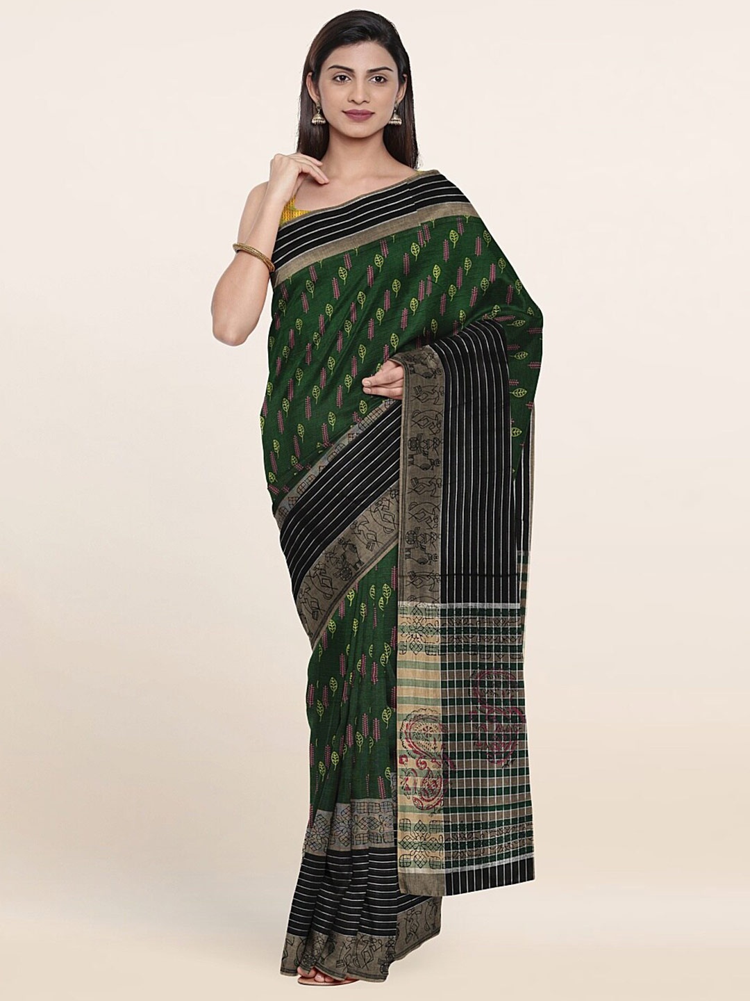 

Pothys Green & Green Ethnic Motifs Pure Cotton Saree
