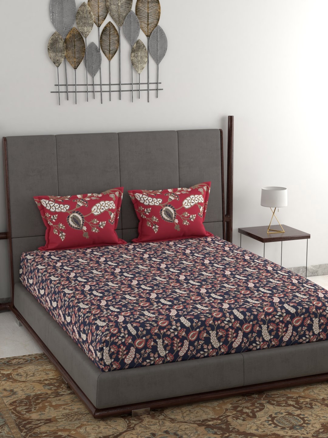

Trident Purple & Beige Geometric 120 TC Queen Bedsheet with 2 Pillow Covers