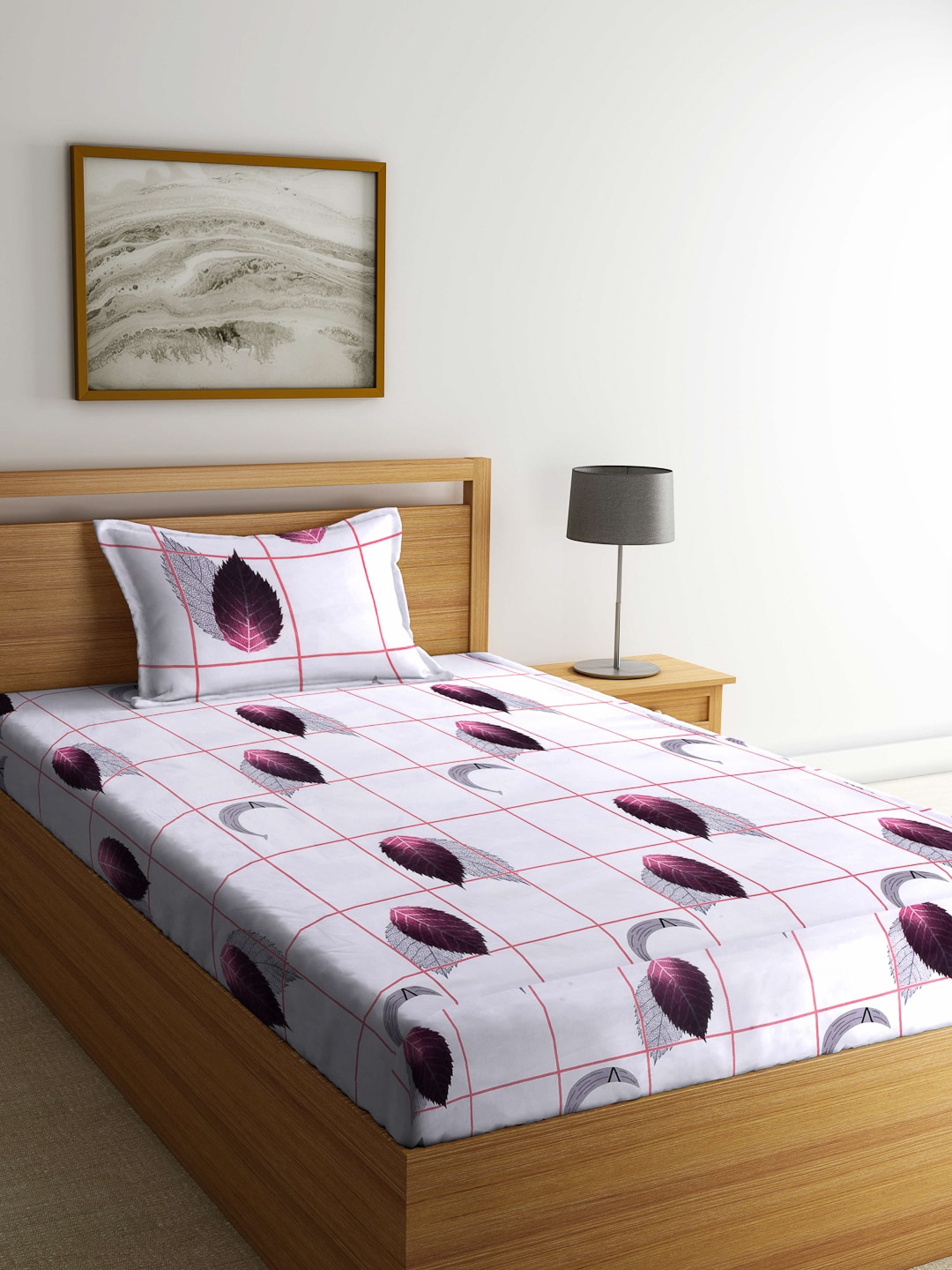 

Arrabi Grey & Grey Floral 300 TC Single Bedsheet with 1 Pillow Cover