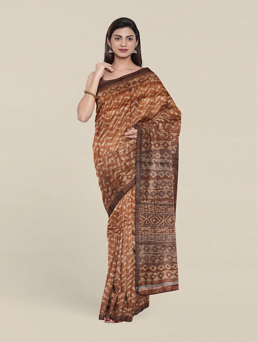

Pothys Brown Jute Silk Saree