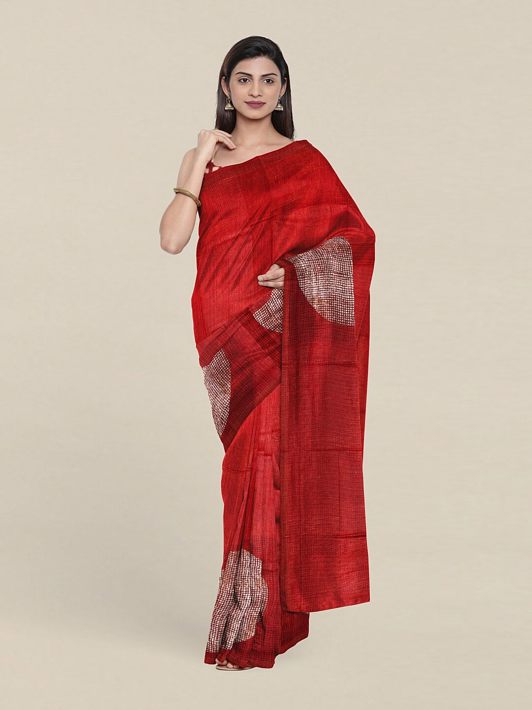 

Pothys Red & White Jute Silk Saree