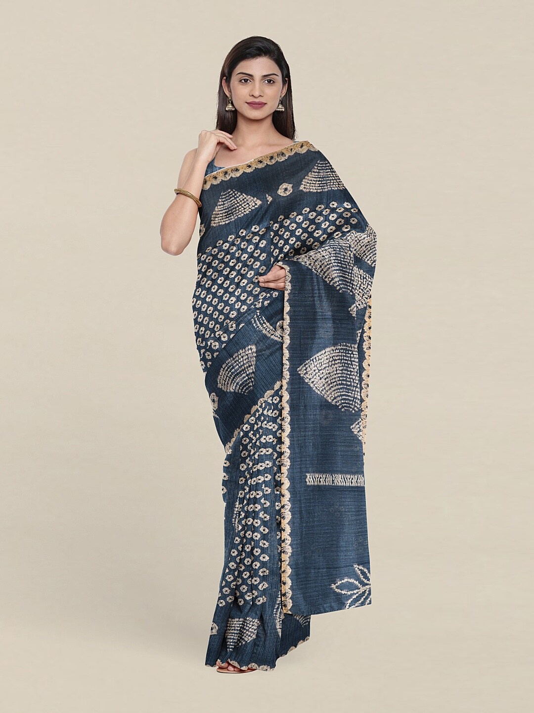 

Pothys Blue & White Ethnic Motifs Jute Silk Saree