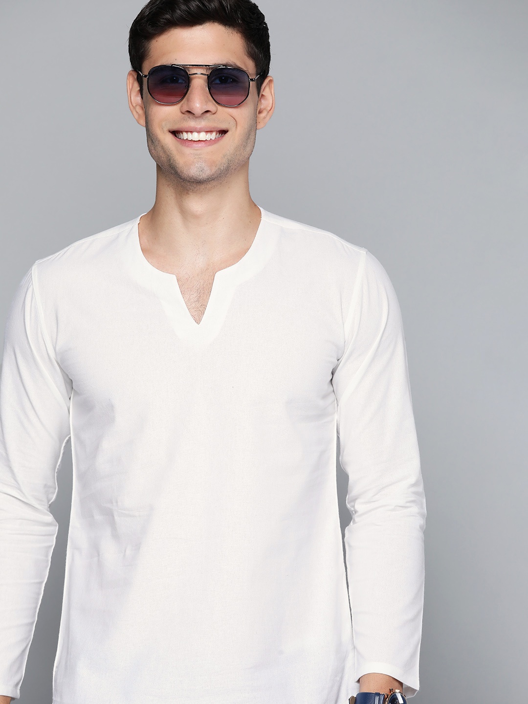 

HERE&NOW Men White Cotton Kurta