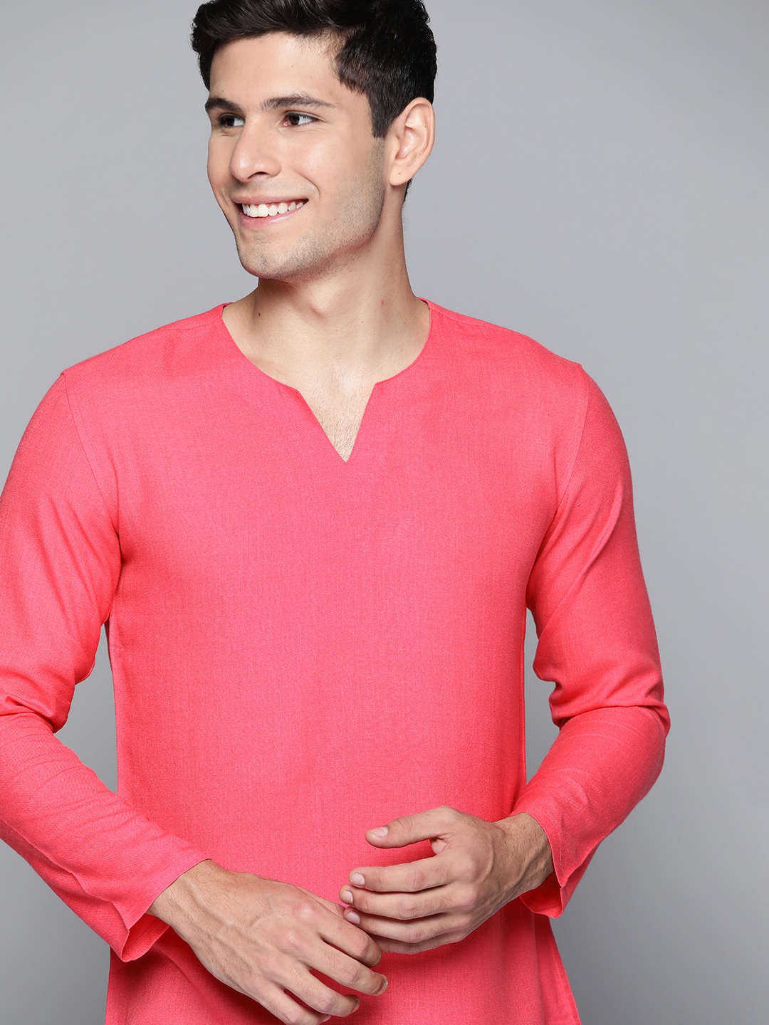 

HERE&NOW Men Coral Cotton Kurta
