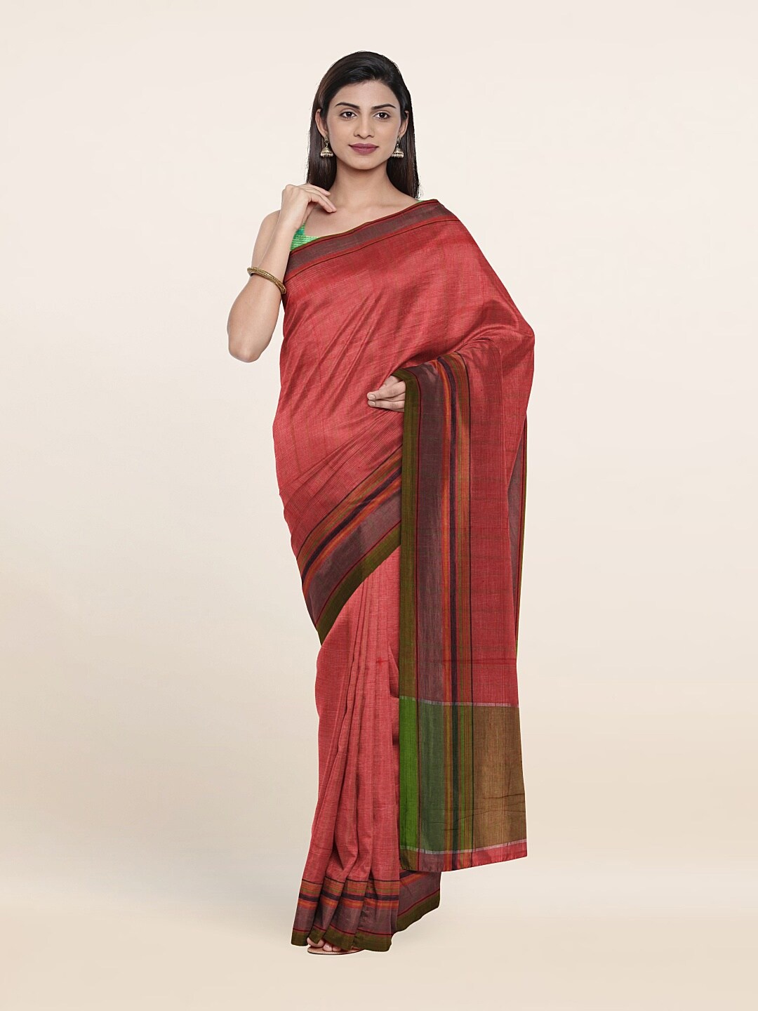 

Pothys Pink & Green Pure Cotton Saree