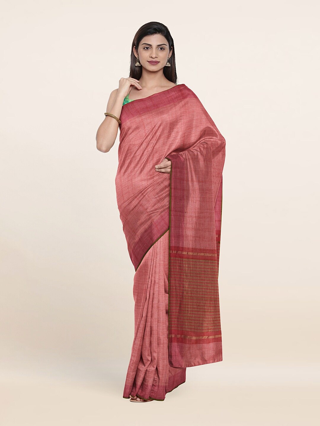 

Pothys Pink & Green Pure Cotton Saree