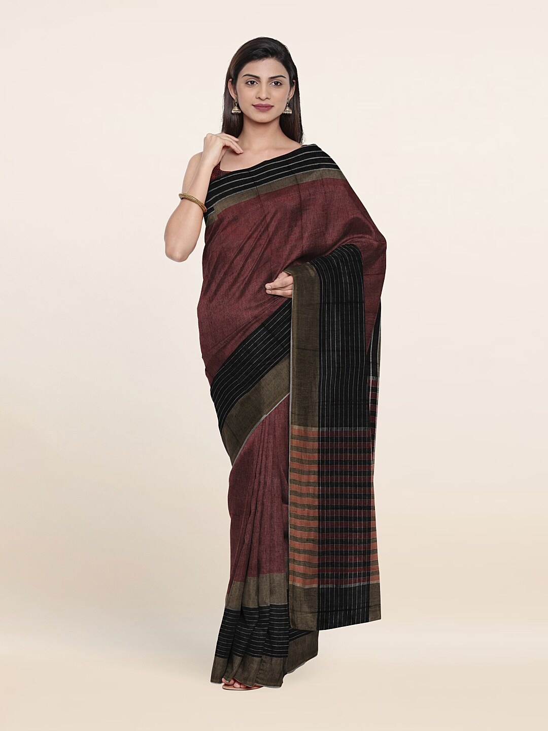 

Pothys Purple & Red Zari Pure Cotton Saree