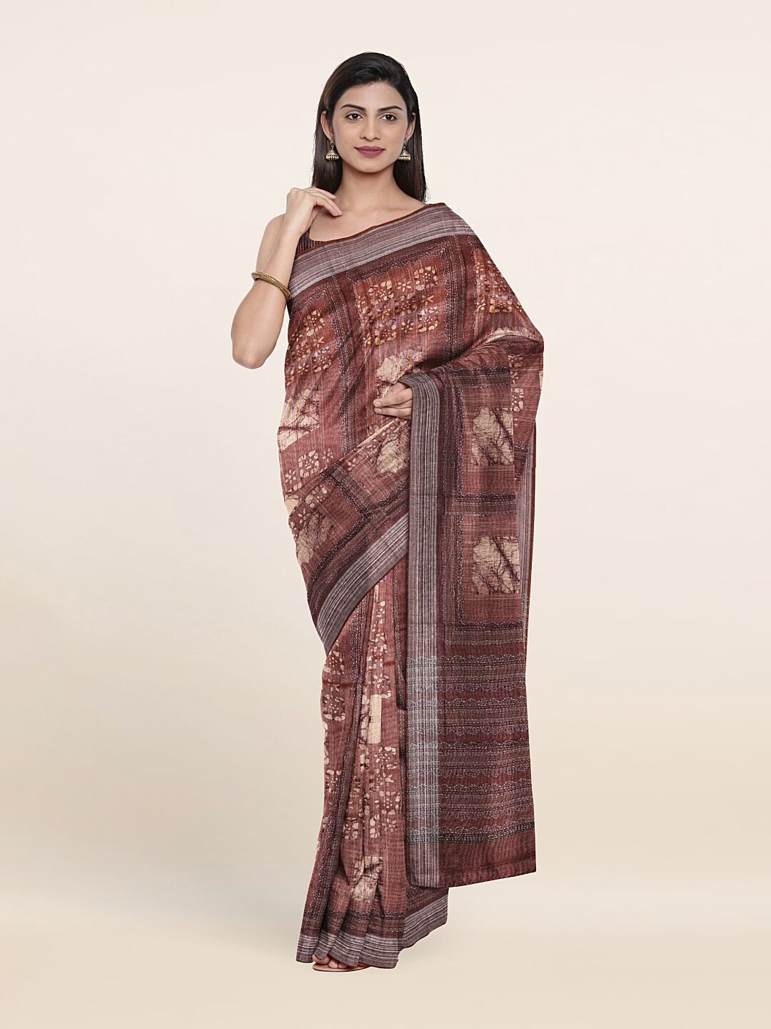 

Pothys Mauve Striped Jute Silk Saree