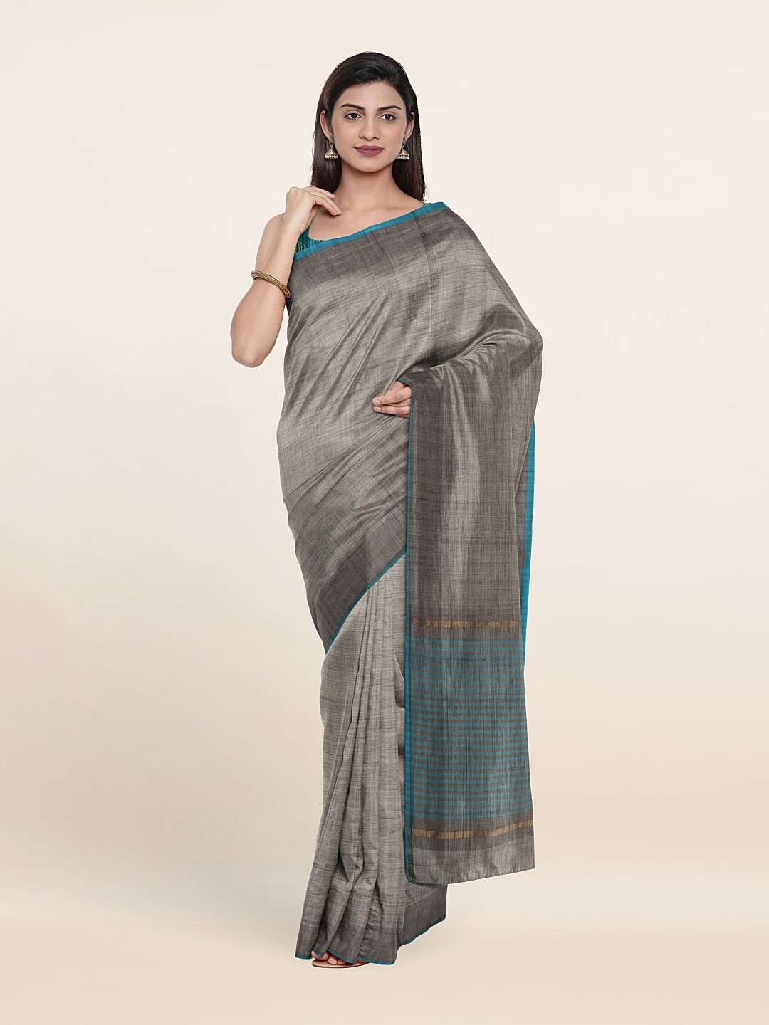 

Pothys Grey & Blue Pure Cotton Saree