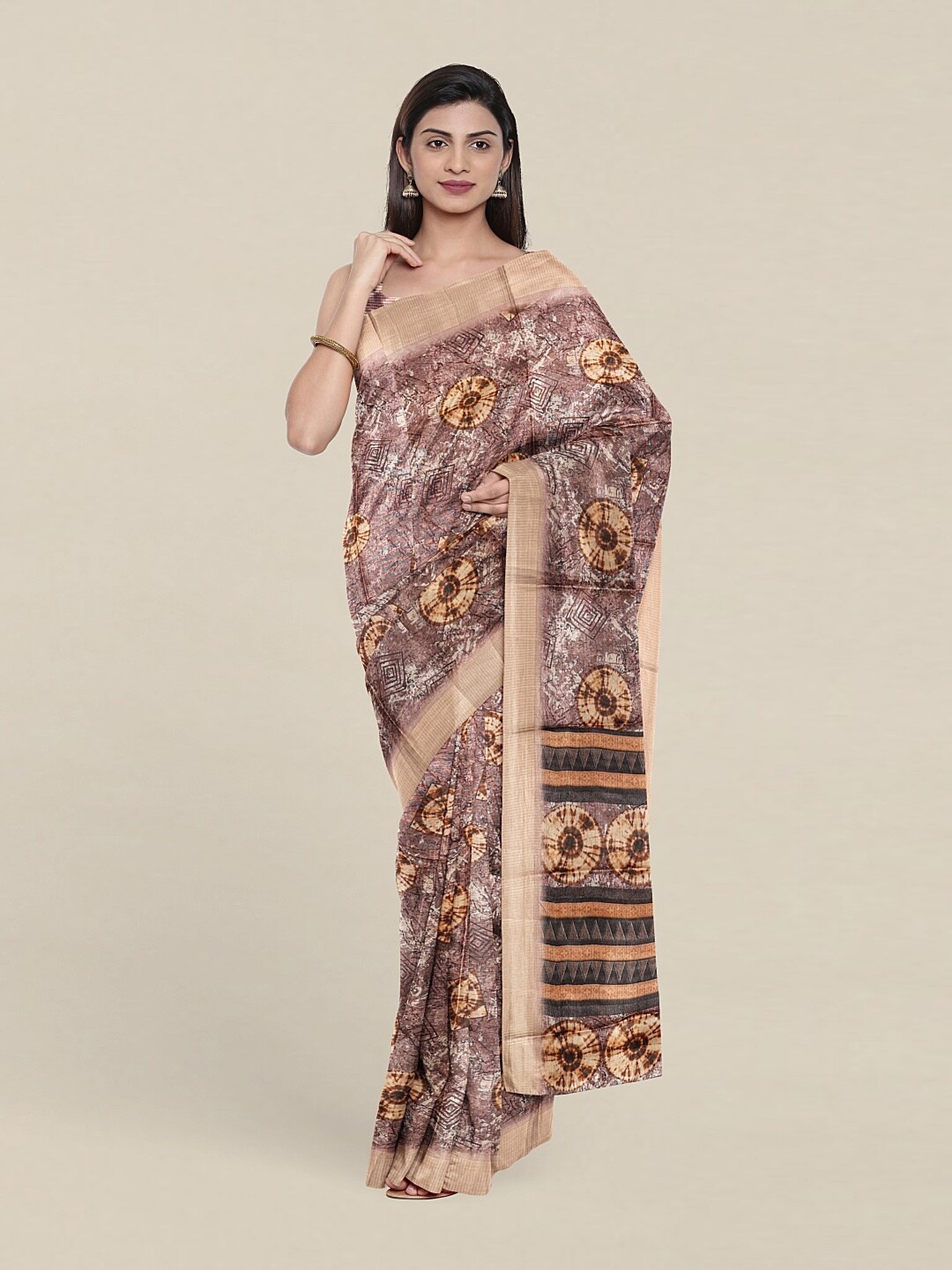 

Pothys Mauve & Gold-Toned Zari Jute Silk Saree