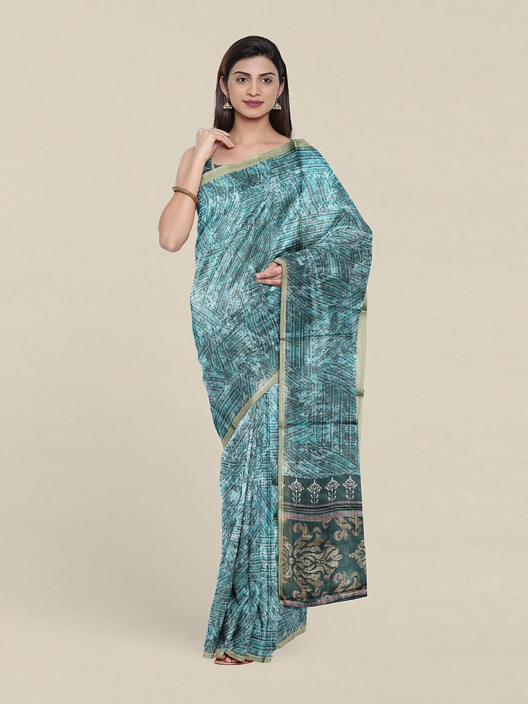 

Pothys Blue Jute Silk Saree