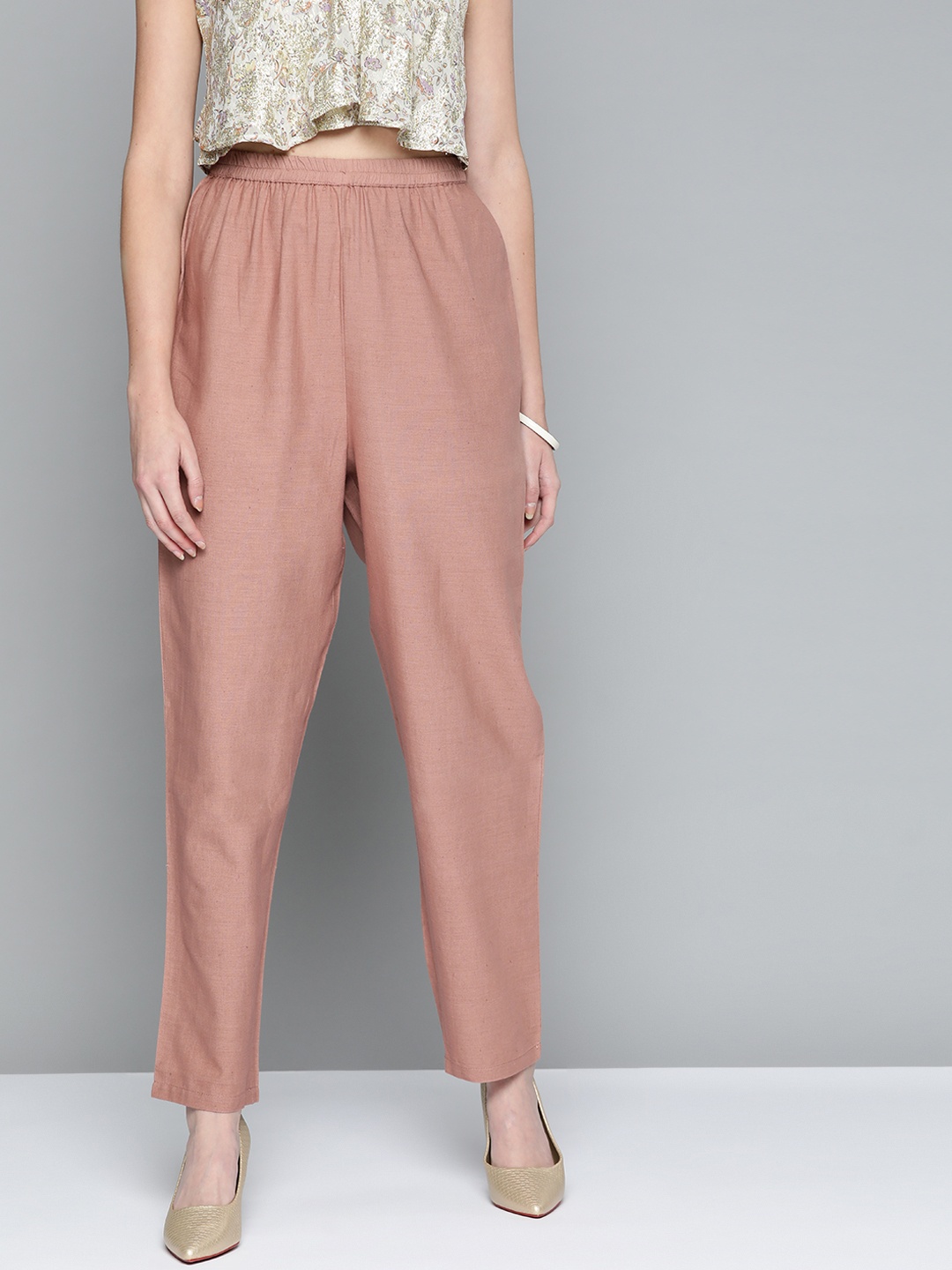 

HERE&NOW Women Brown Straight Fit High-Rise Trousers