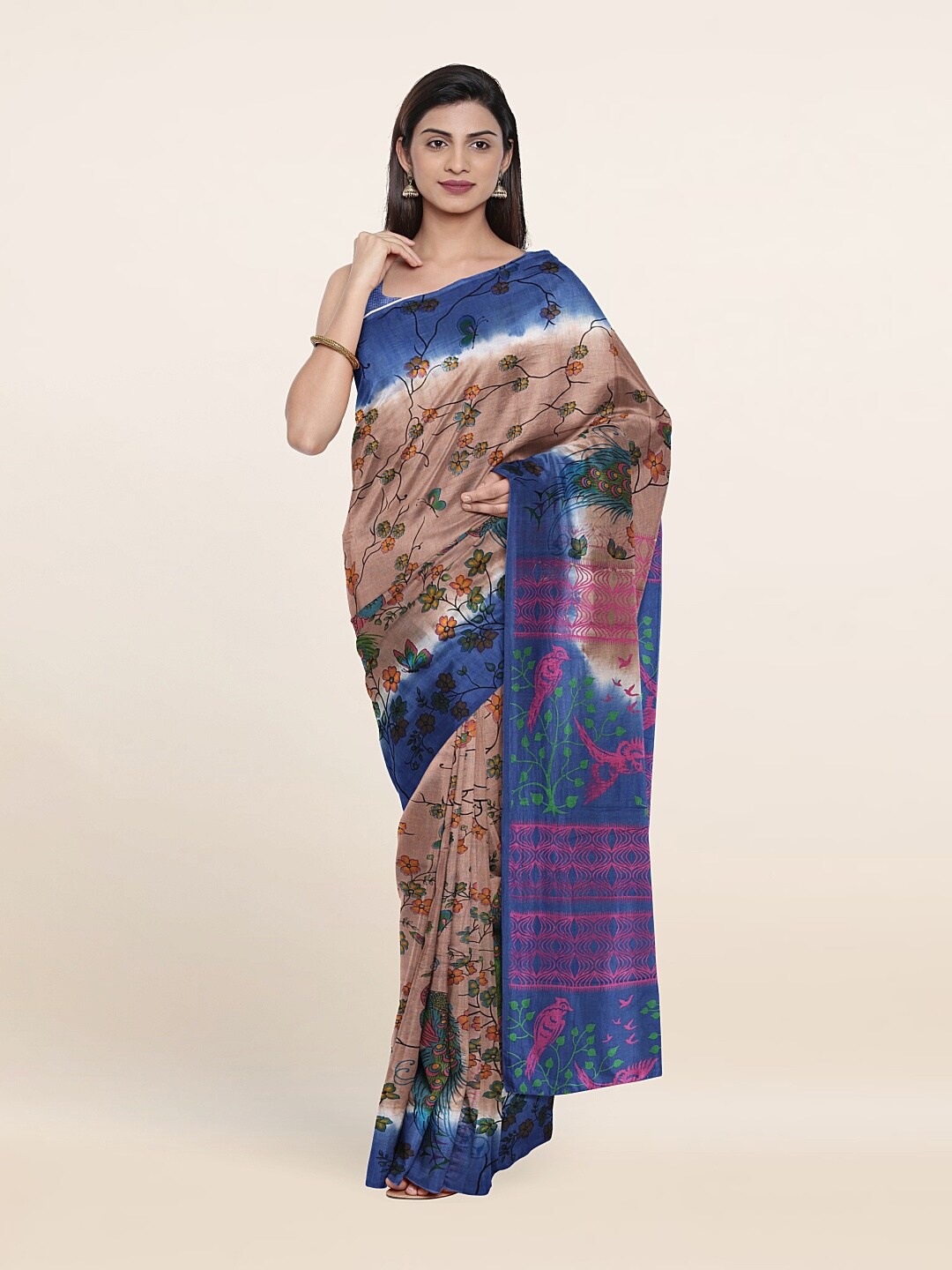 

Pothys Brown & Purple Ethnic Motifs Pure Cotton Saree