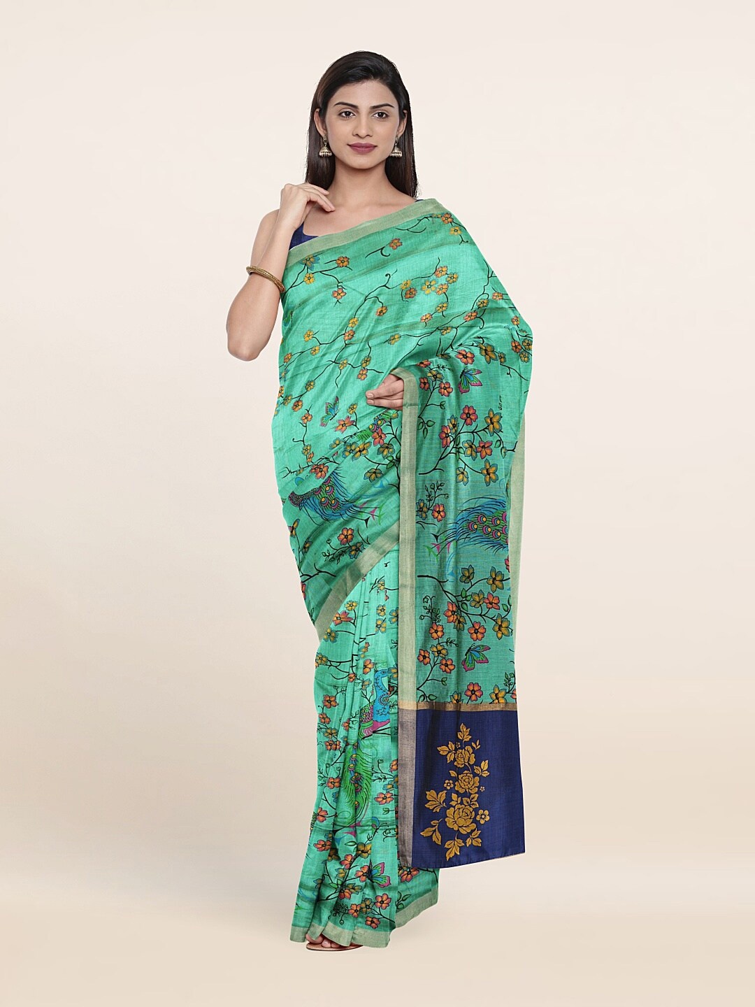 

Pothys Green & Blue Ethnic Motifs Pure Cotton Saree