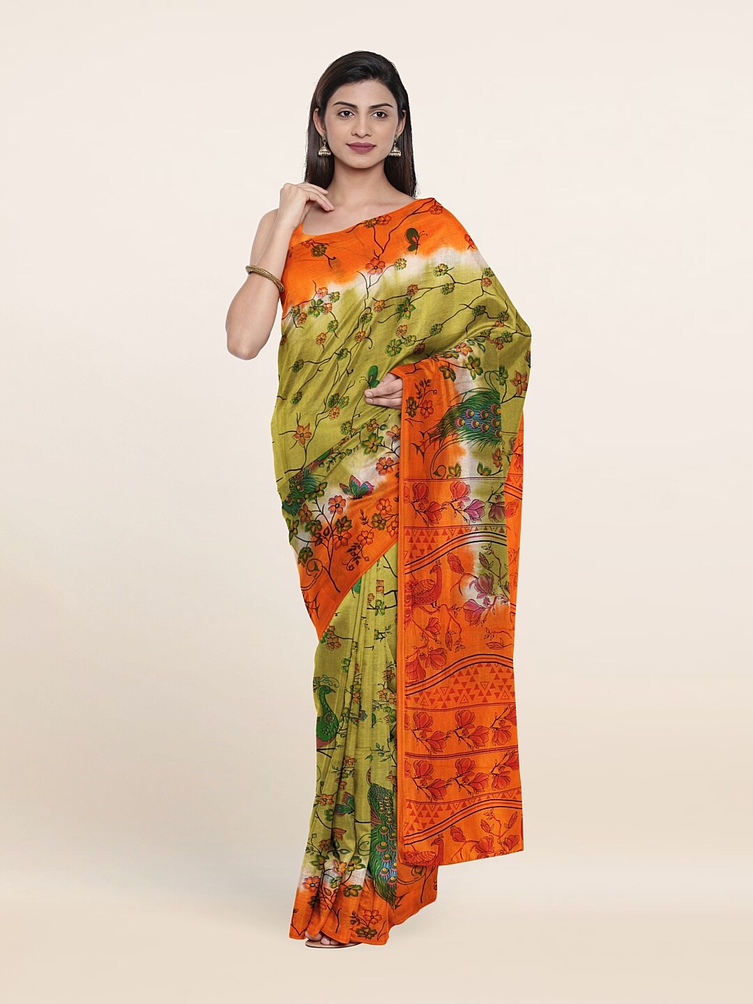 

Pothys Green & Orange Pure Cotton Saree