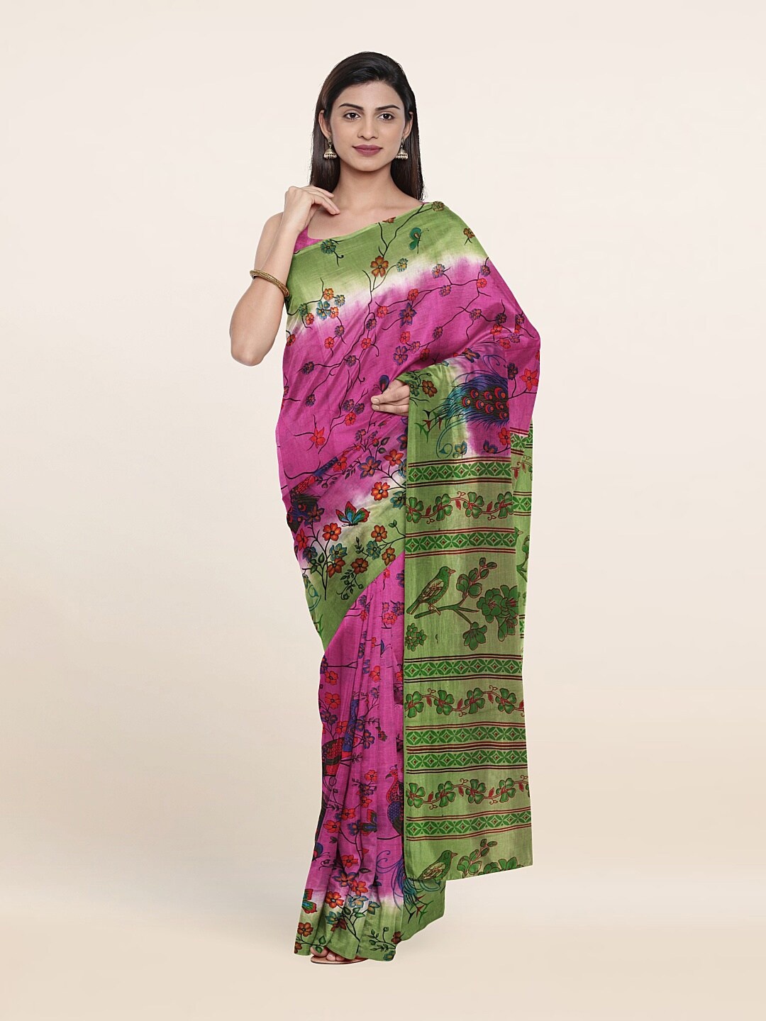 

Pothys Lavender & Green Floral Pure Cotton Saree
