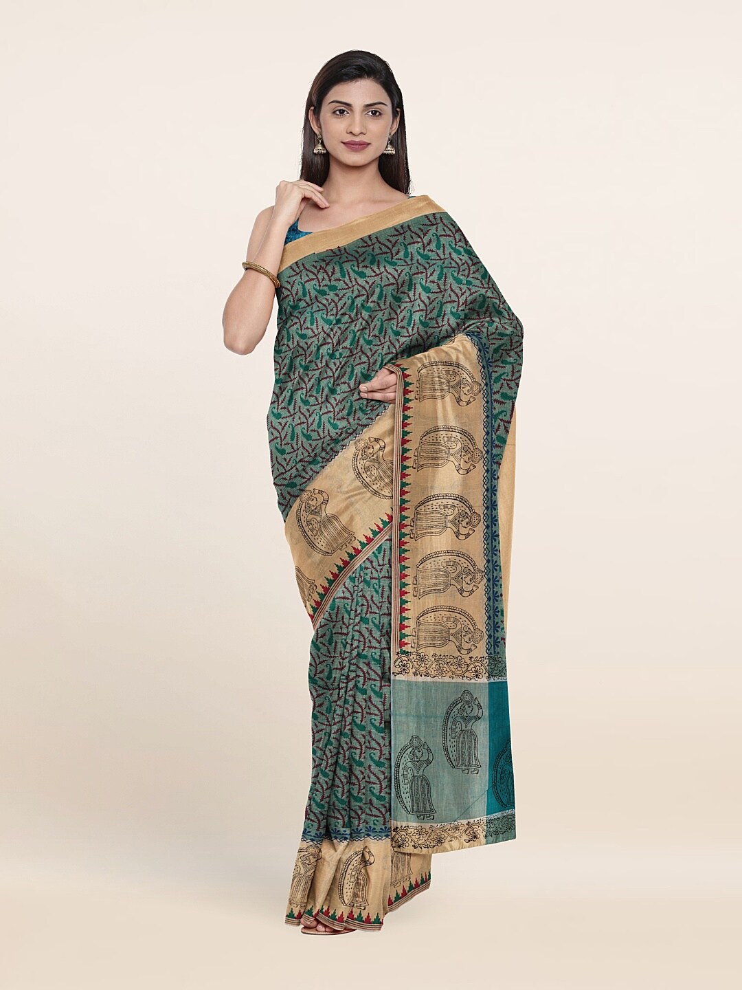 

Pothys Blue & Black Ethnic Motif Pure Cotton Saree