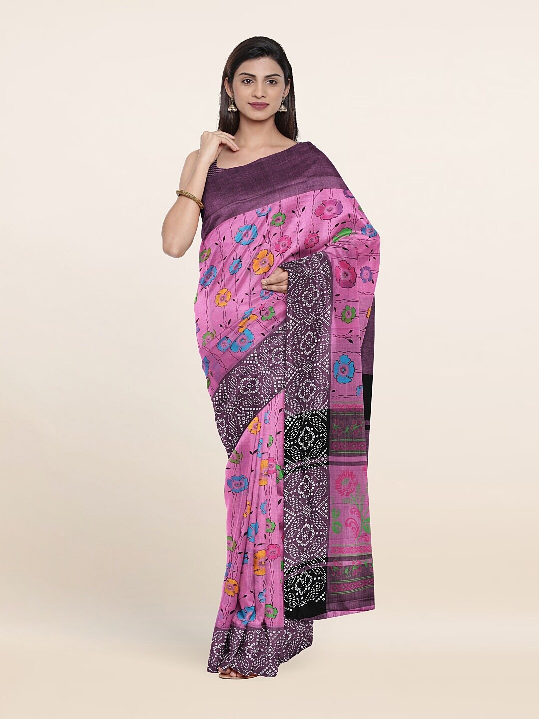 

Pothys Lavender & Black Floral Pure Cotton Saree