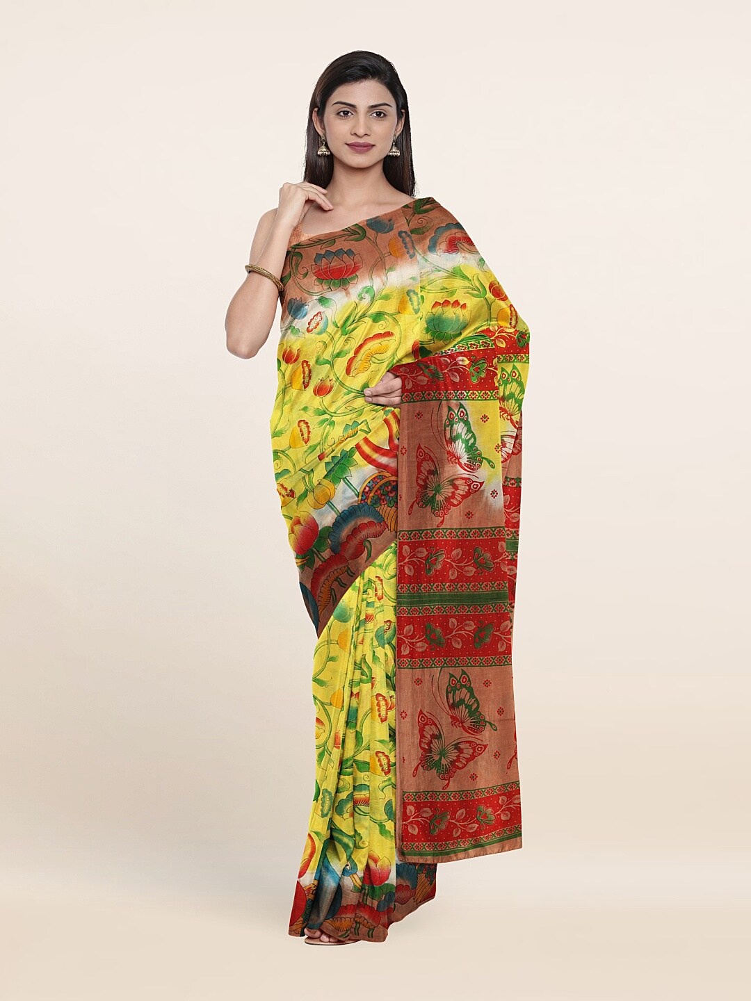 

Pothys Yellow & Green Ethnic Motifs Pure Cotton Saree