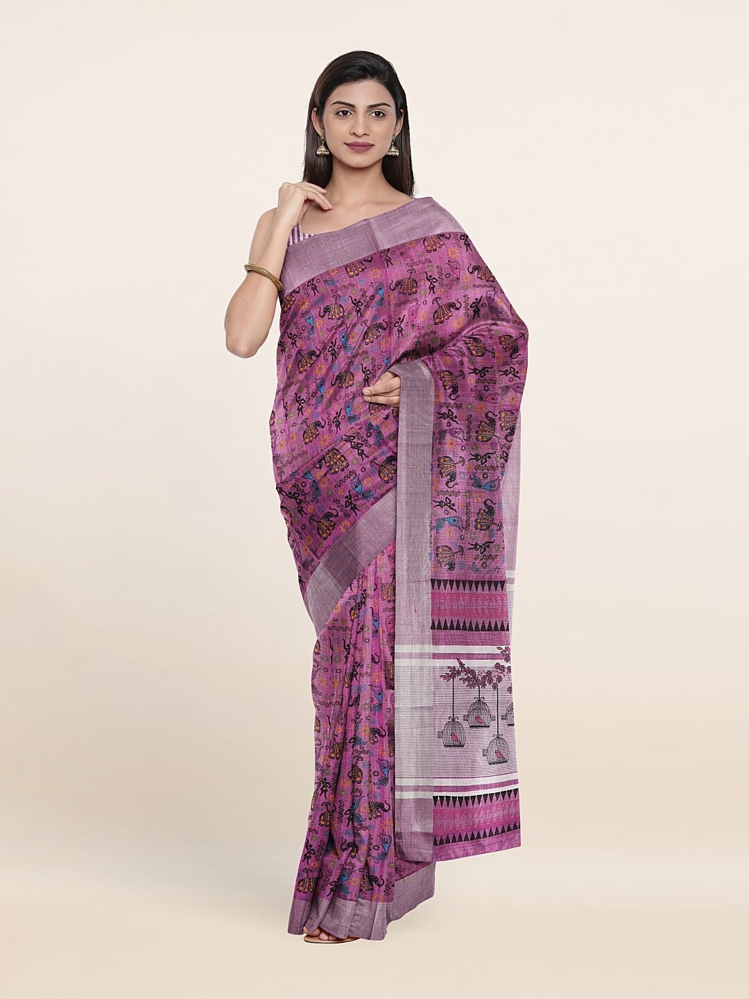 

Pothys Purple & Blue Ethnic Motifs Pure Cotton Saree