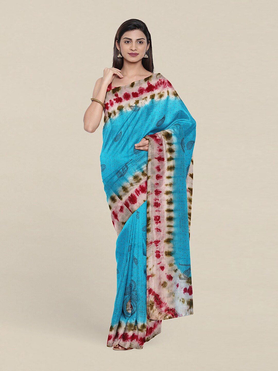 

Pothys Blue & Pink Ethnic Motifs Pure Cotton Saree