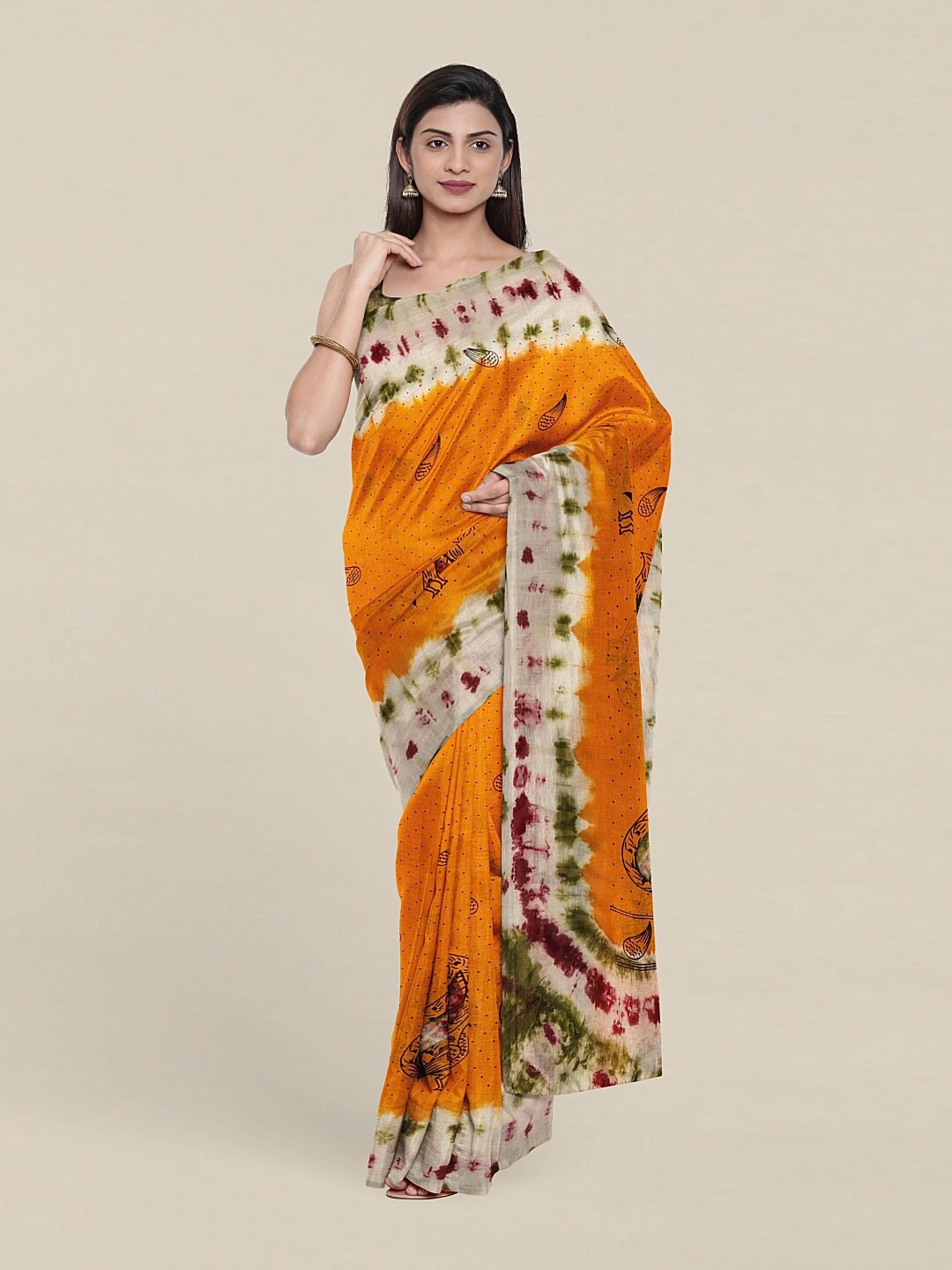 

Pothys Yellow & Off White Ethnic Motifs Pure Cotton Saree