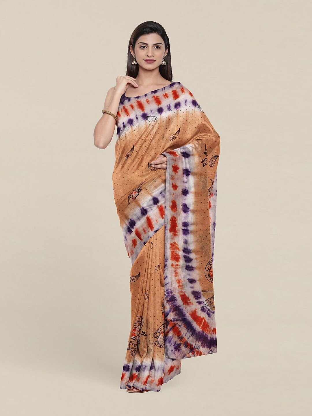 

Pothys Beige & Blue Tie and Dye Pure Cotton Saree