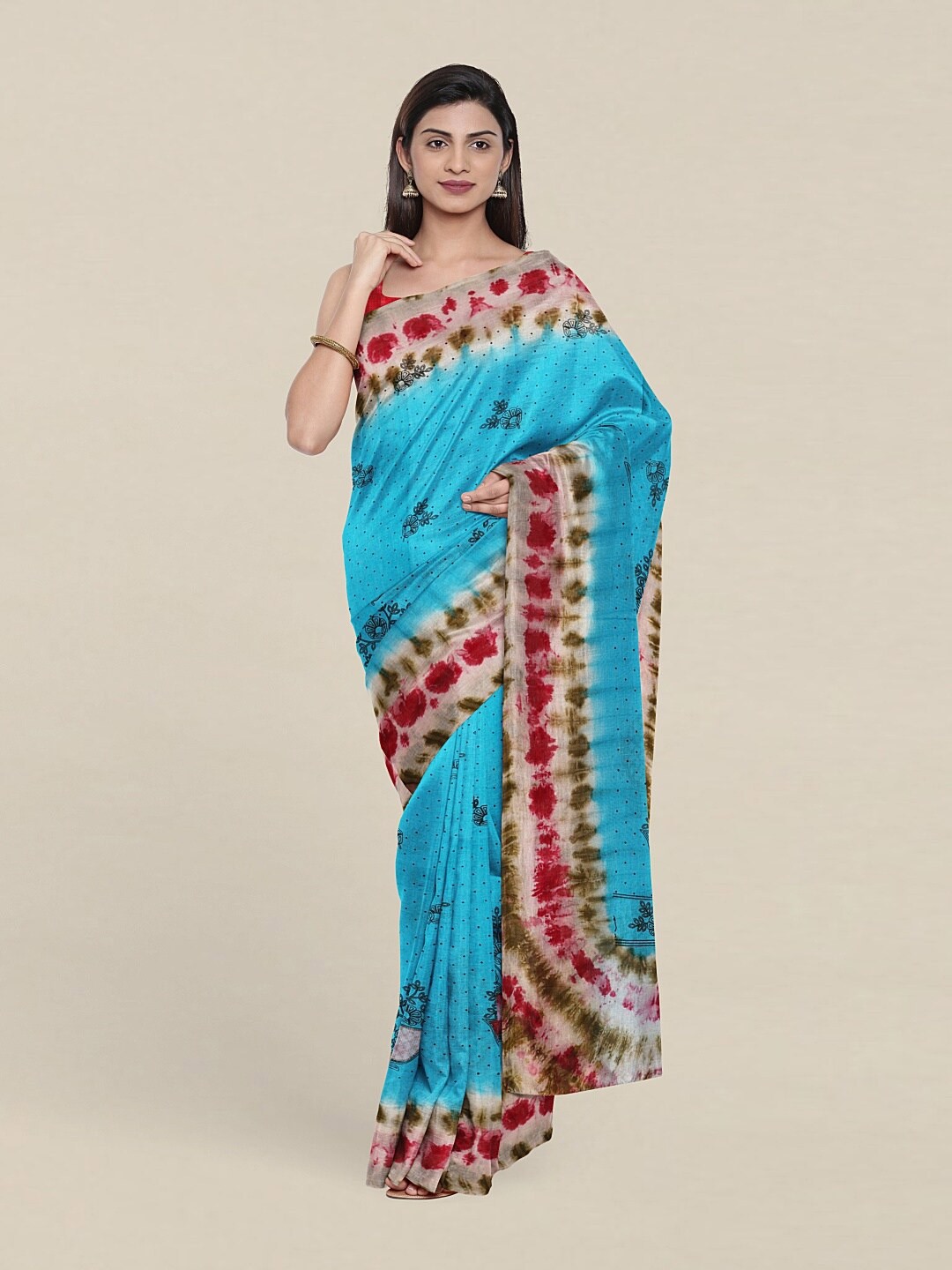 

Pothys Blue & Pink Tie and Dye Pure Cotton Saree