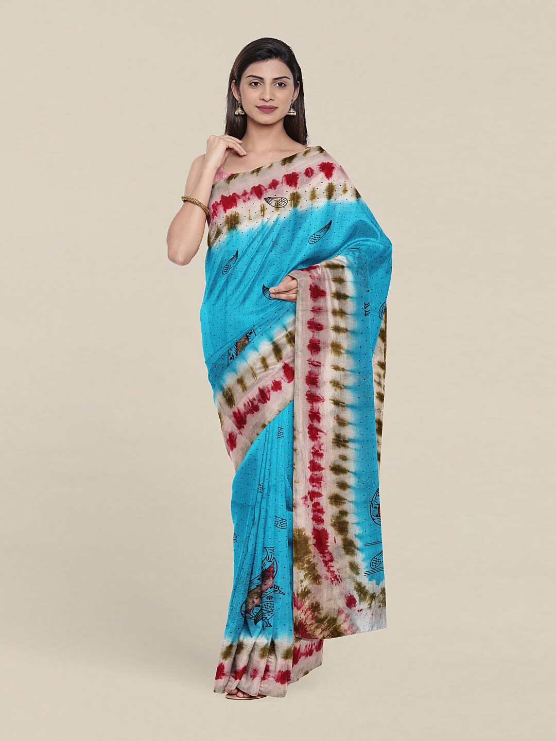 

Pothys Blue & Mustard Ethnic Motifs Pure Cotton Saree