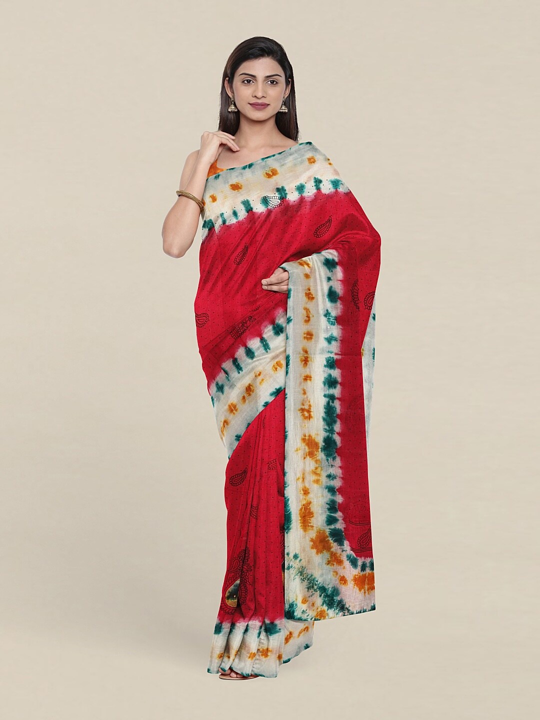 

Pothys Red & Yellow Ethnic Motifs Pure Cotton Saree
