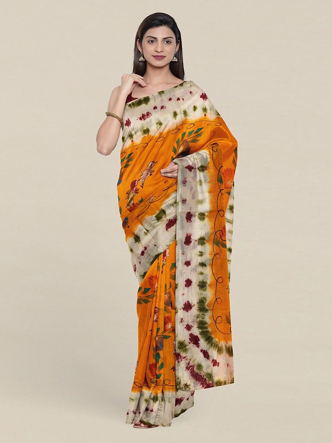 

Pothys Yellow & Grey Floral Pure Cotton Saree