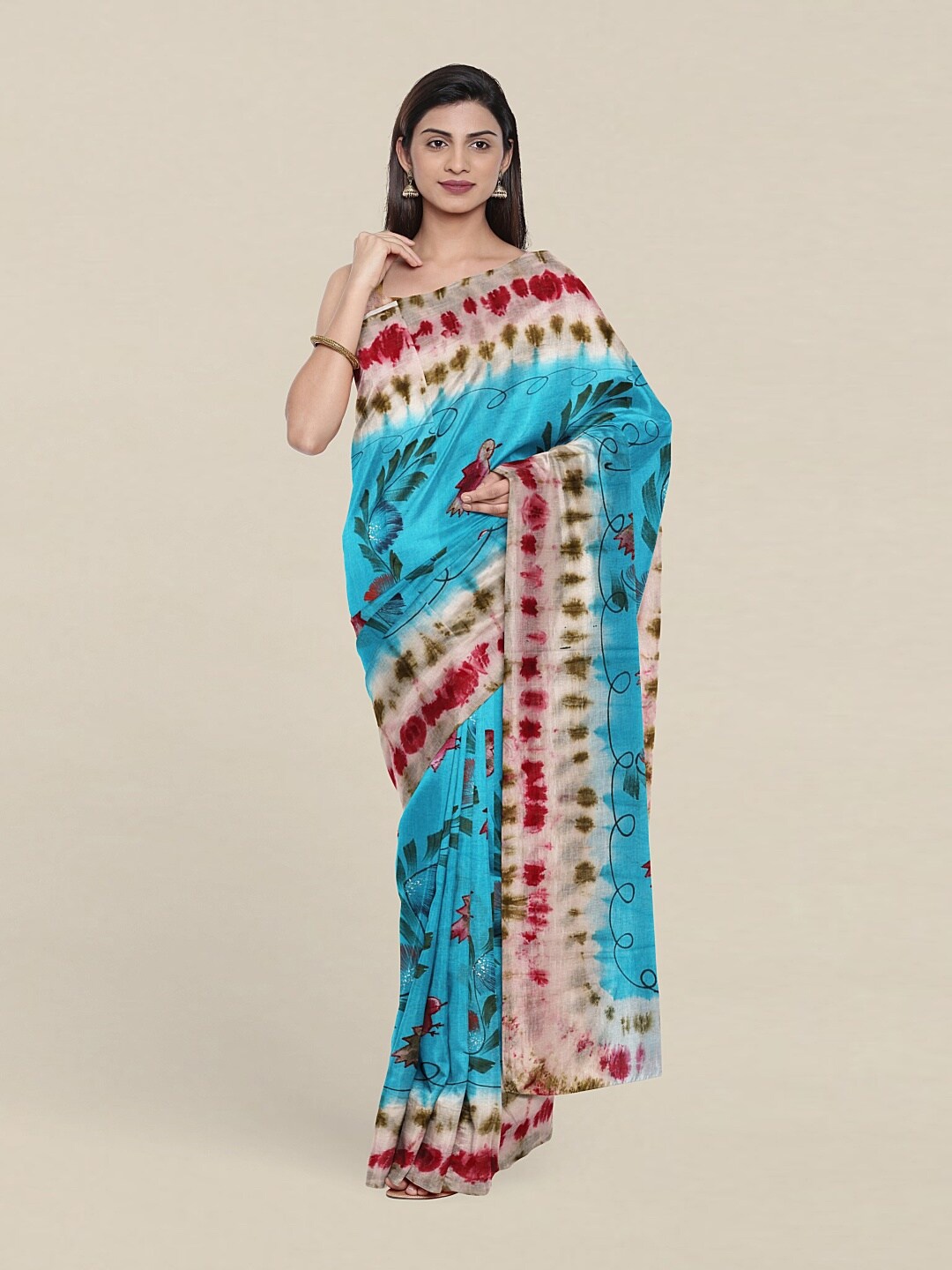 

Pothys Blue & Red Floral Pure Cotton Saree