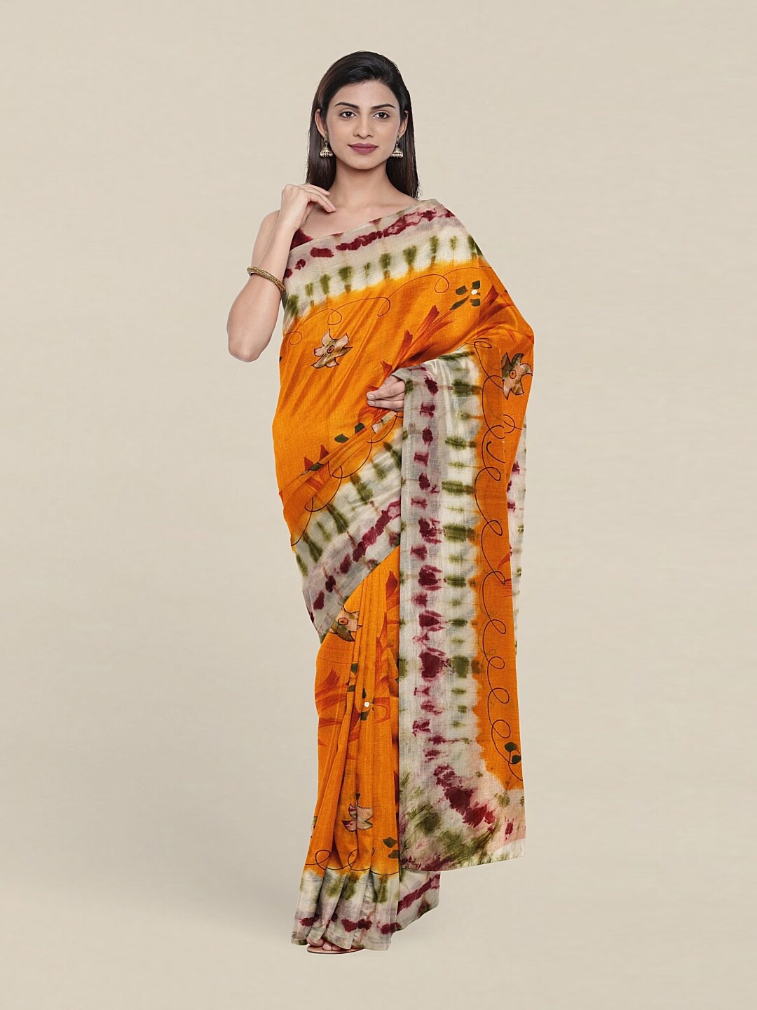 

Pothys Women Yellow & Green Floral Pure Cotton Saree