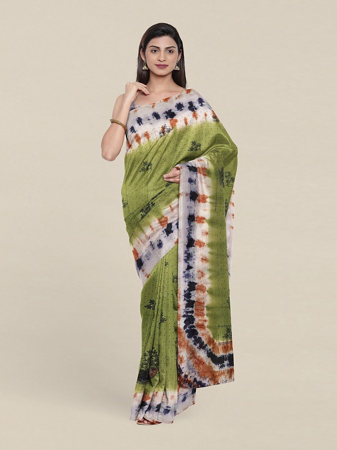 

Pothys Green & Blue Floral Pure Cotton Saree