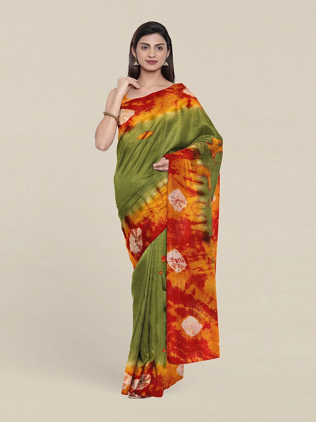 

Pothys Green & Orange Pure Cotton Saree