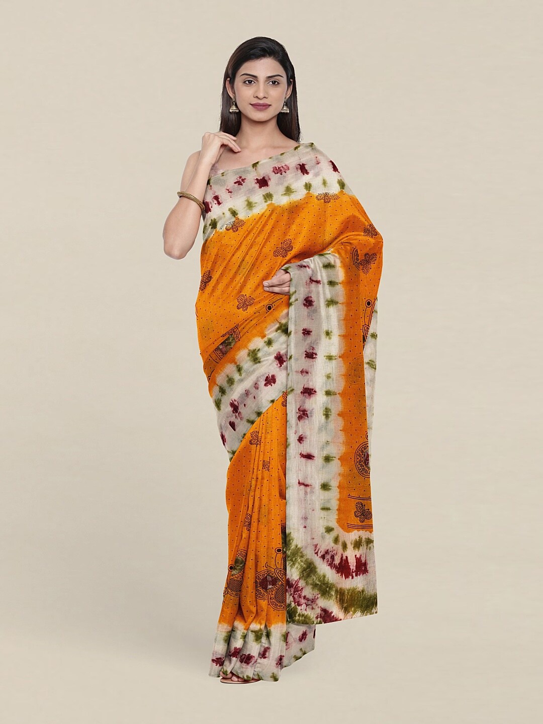 

Pothys Yellow & Green Floral Pure Cotton Saree
