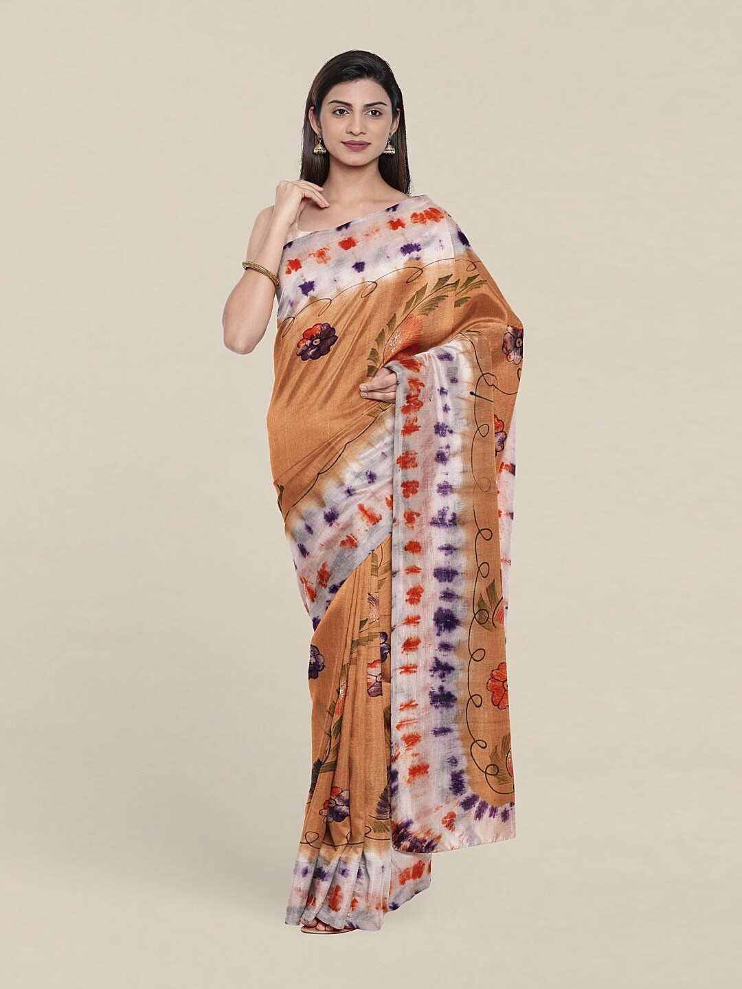 

Pothys Brown & Off White Floral Pure Cotton Saree