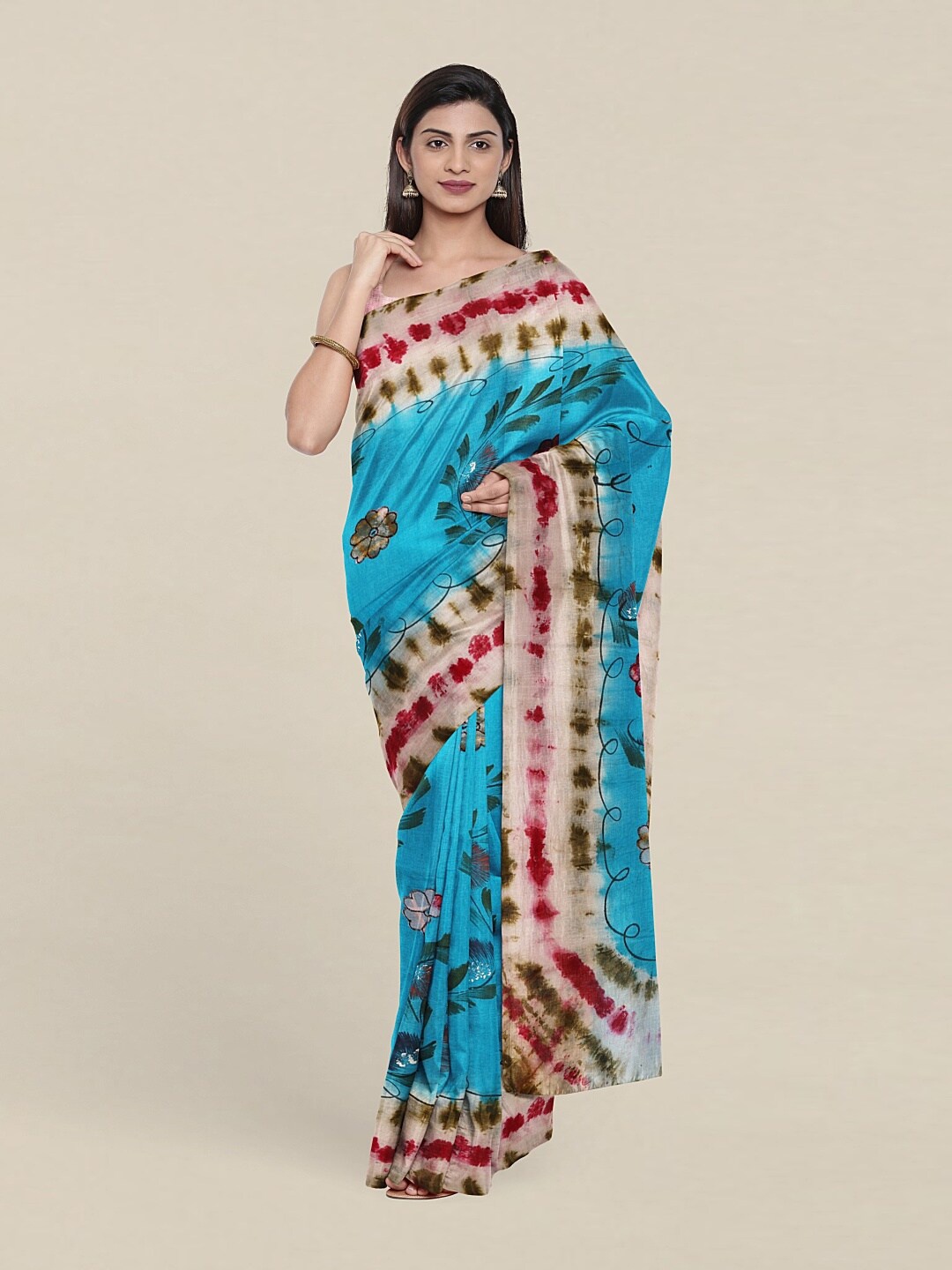 

Pothys Blue & Red Floral Pure Cotton Saree
