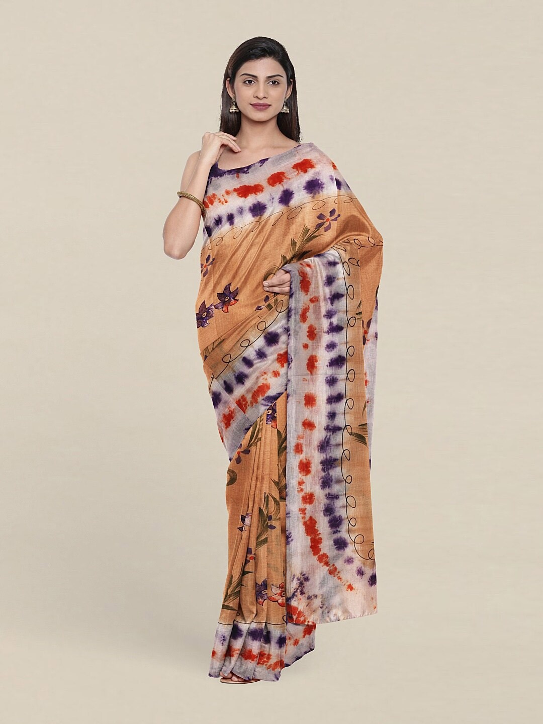 

Pothys Brown & Purple Floral Pure Cotton Saree