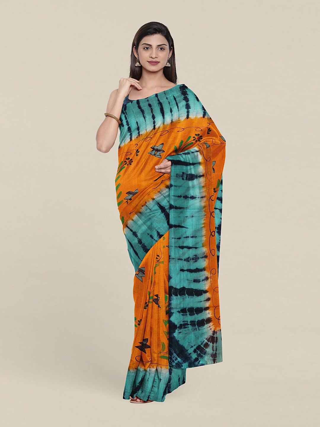 

Pothys Yellow & Blue Floral Pure Cotton Saree