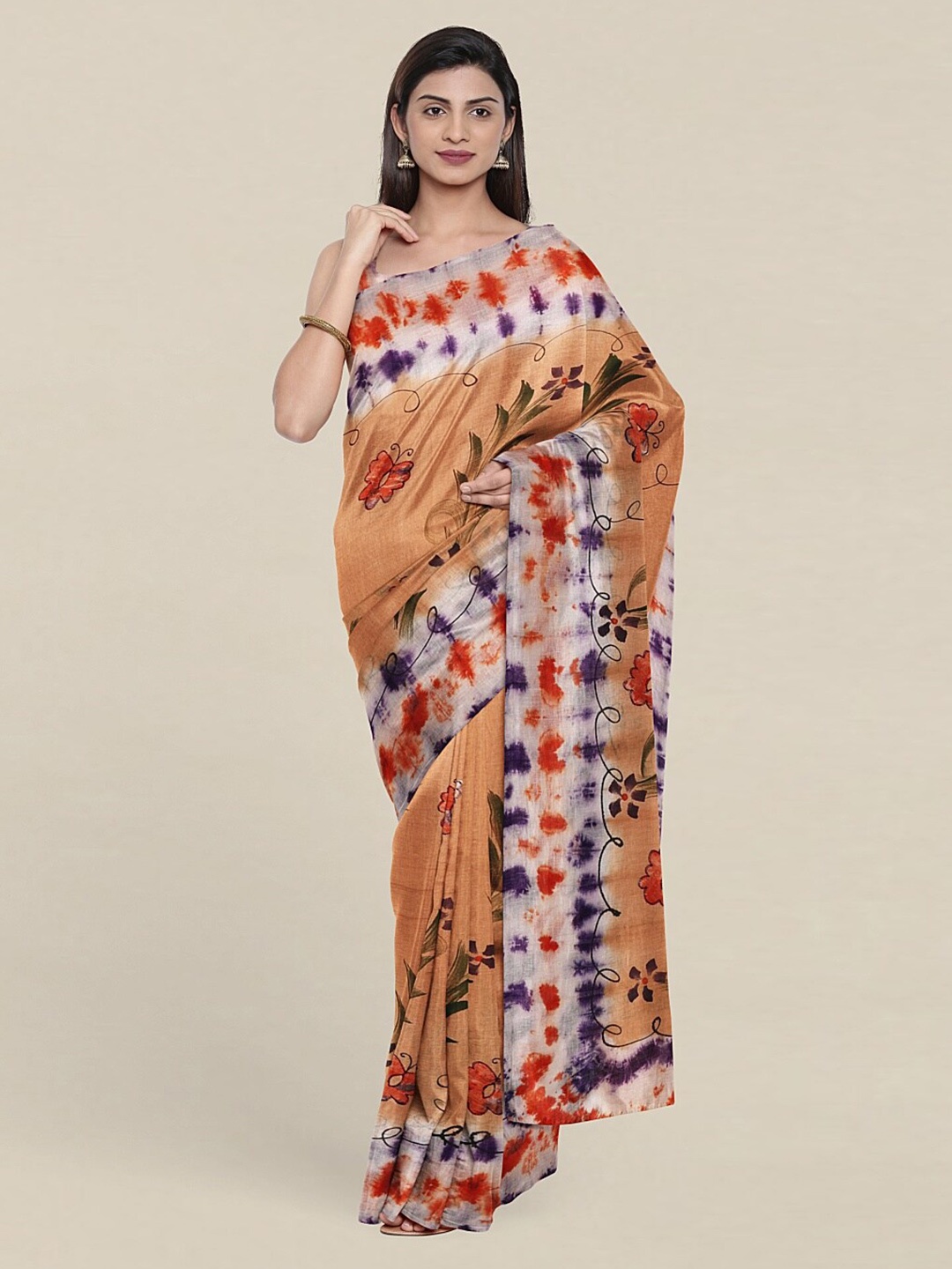 

Pothys Brown & Off White Floral Pure Cotton Saree