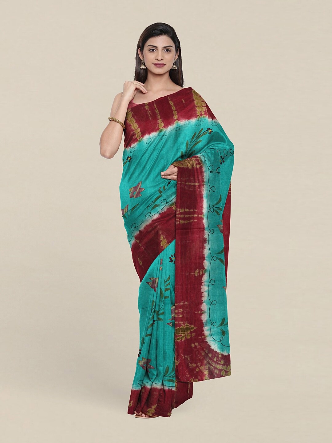 

Pothys Green & Magenta Floral Pure Cotton Saree