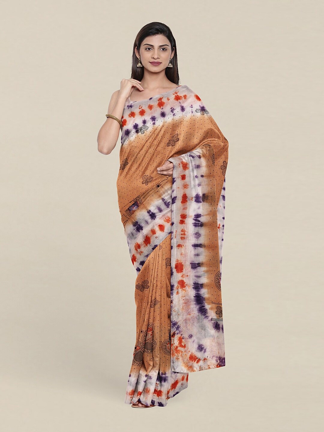 

Pothys Brown & Off White Floral Pure Cotton Saree