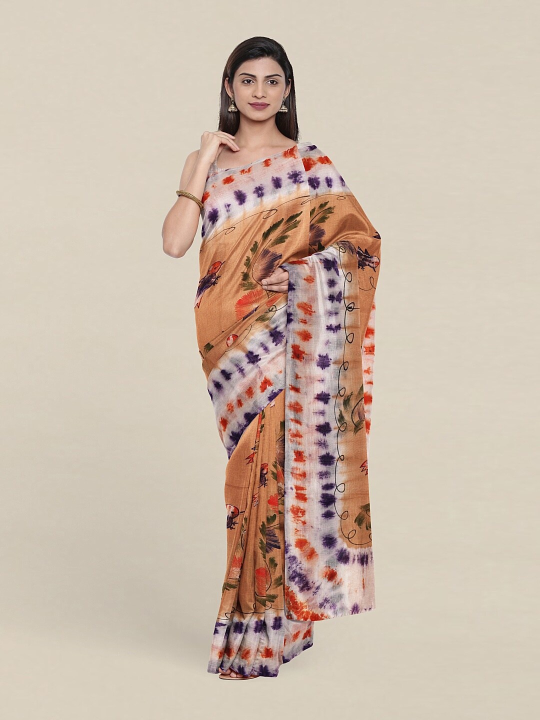 

Pothys Brown & Blue Floral Pure Cotton Saree