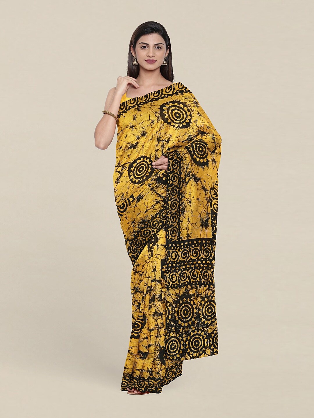 

Pothys Yellow & Black Ethnic Motifs Pure Cotton Saree