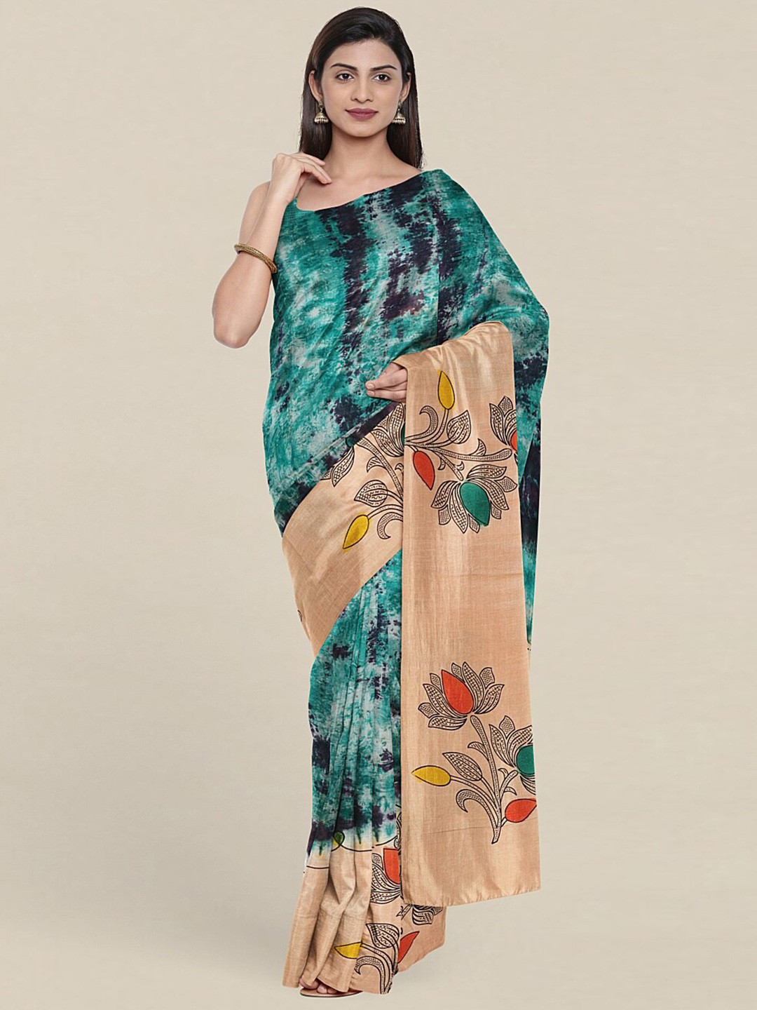 

Pothys Blue & Beige Floral Pure Cotton Saree