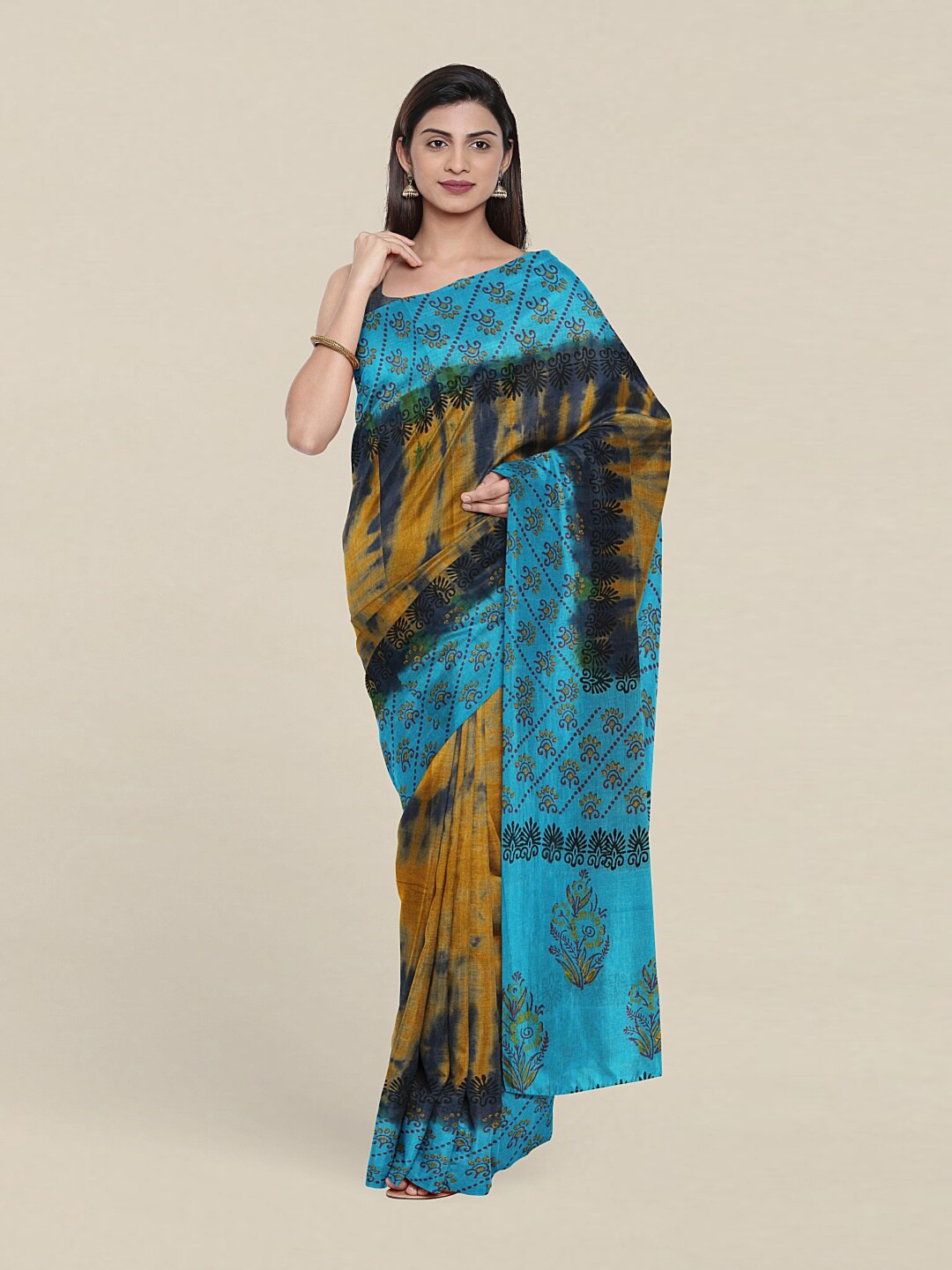 

Pothys Yellow & Blue Pure Cotton Saree