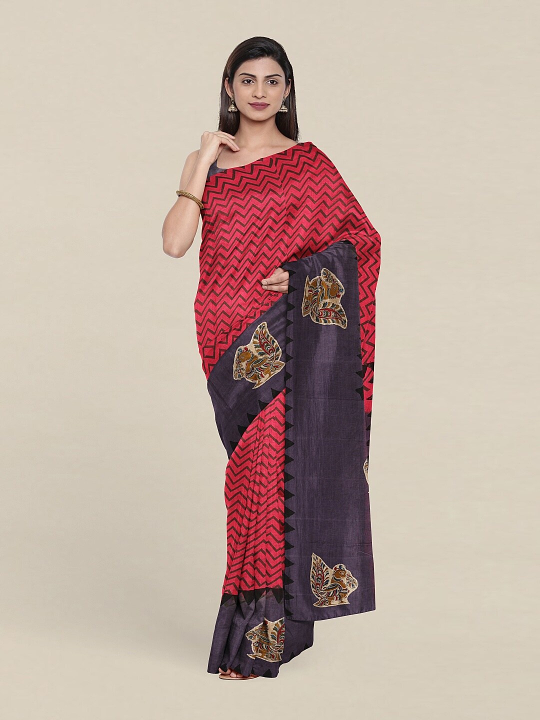 

Pothys Pink & Purple Ethnic Motifs Pure Cotton Saree