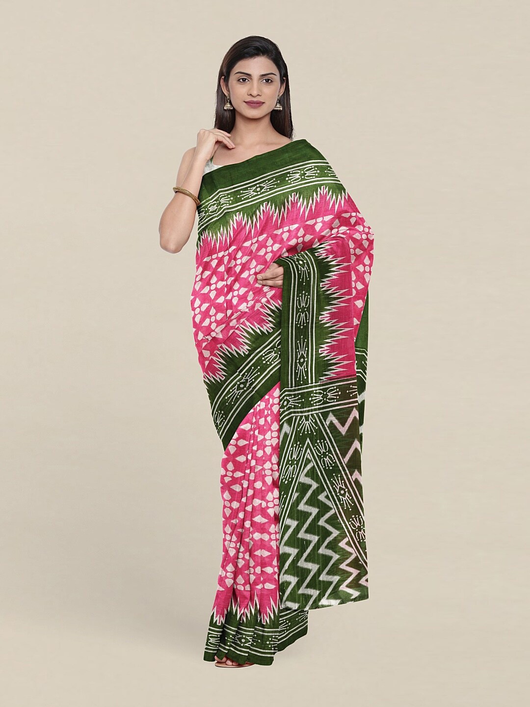 

Pothys Pink Pure Cotton Saree