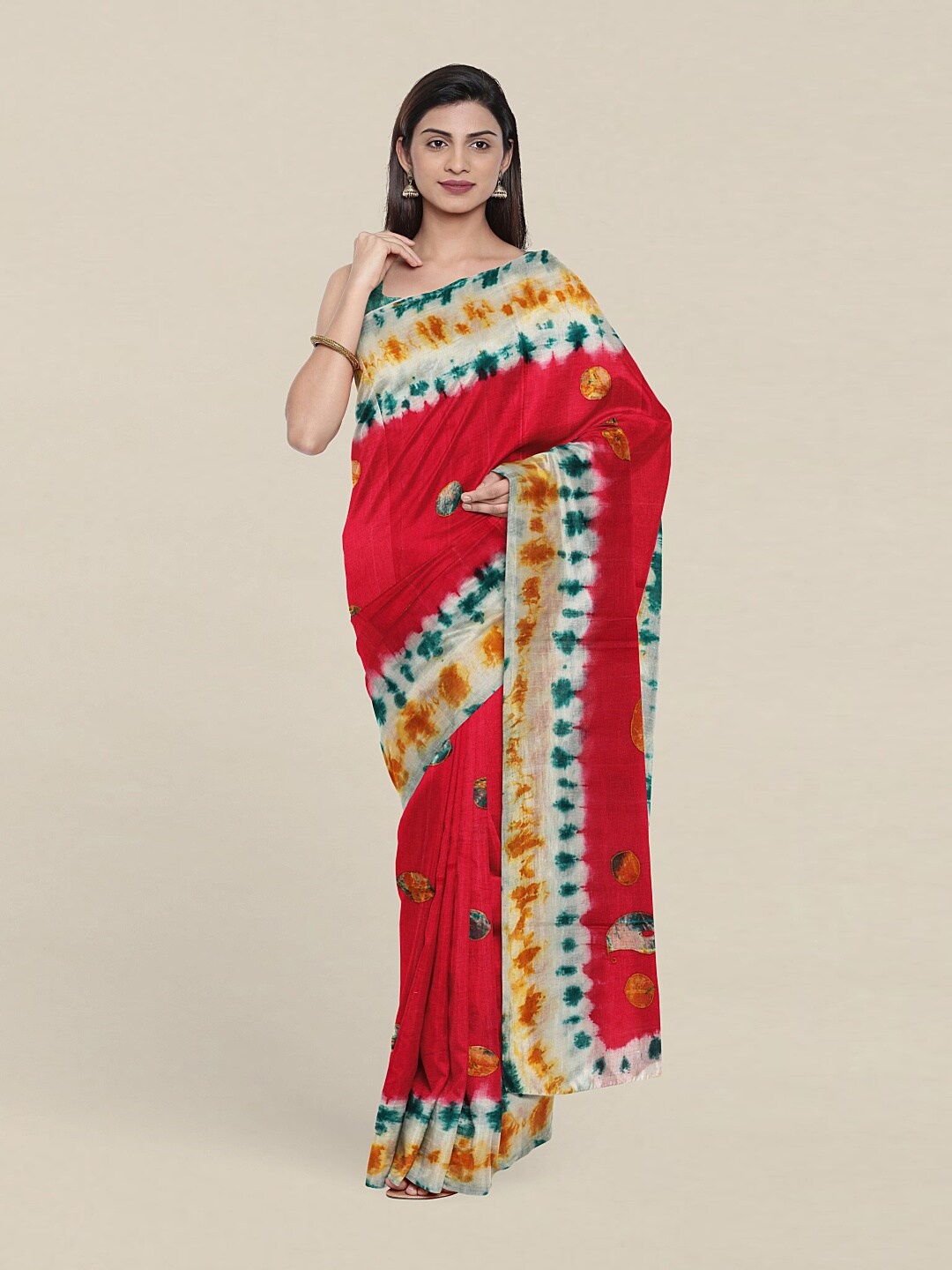 

Pothys Red & Yellow Pure Cotton Printed Saree